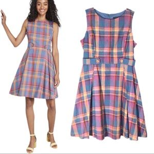 NWT ModCloth Sixties Plaid Retro Sleeveless Dress